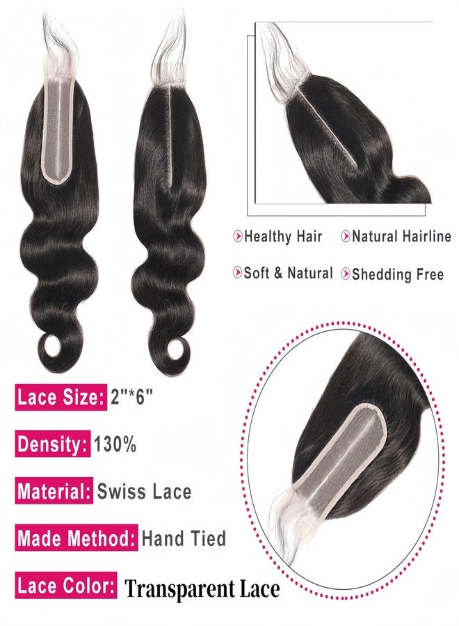 Risbaer Brazilian 2x6 Lace Closure Body Wave Remy Human Hair Lace Closure with - Image 4